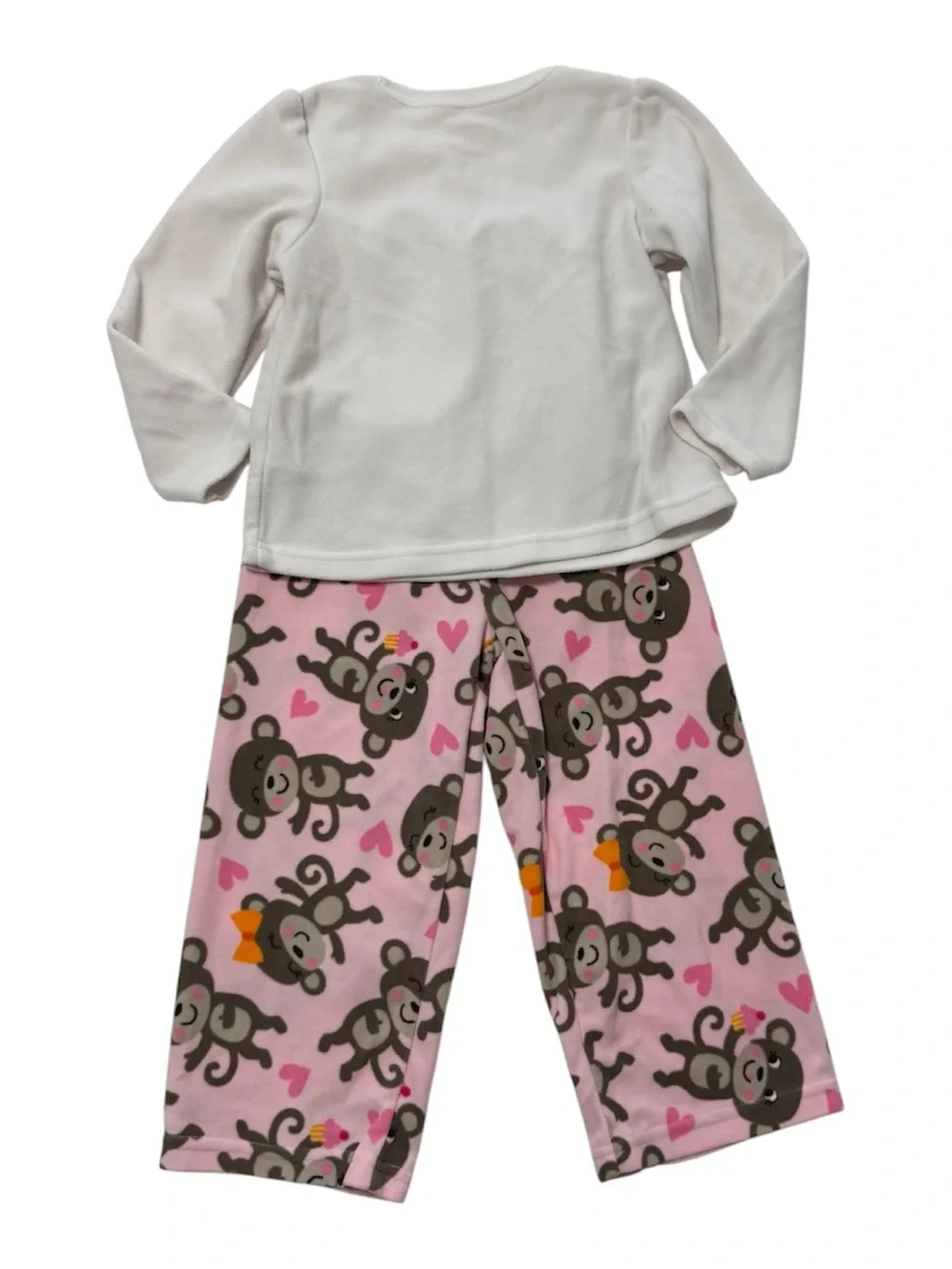 Carter's White Top with Pink Monkey Print Pajama Set Size 3T